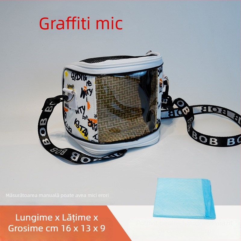 Cușcă portabilă pentru papagal cu curea – respirabilă, transparentă, tavă vizibilă și detașabilă; Material: plastic, poliester; Brand: Dong wow; Potrivit pentru păsări de companie