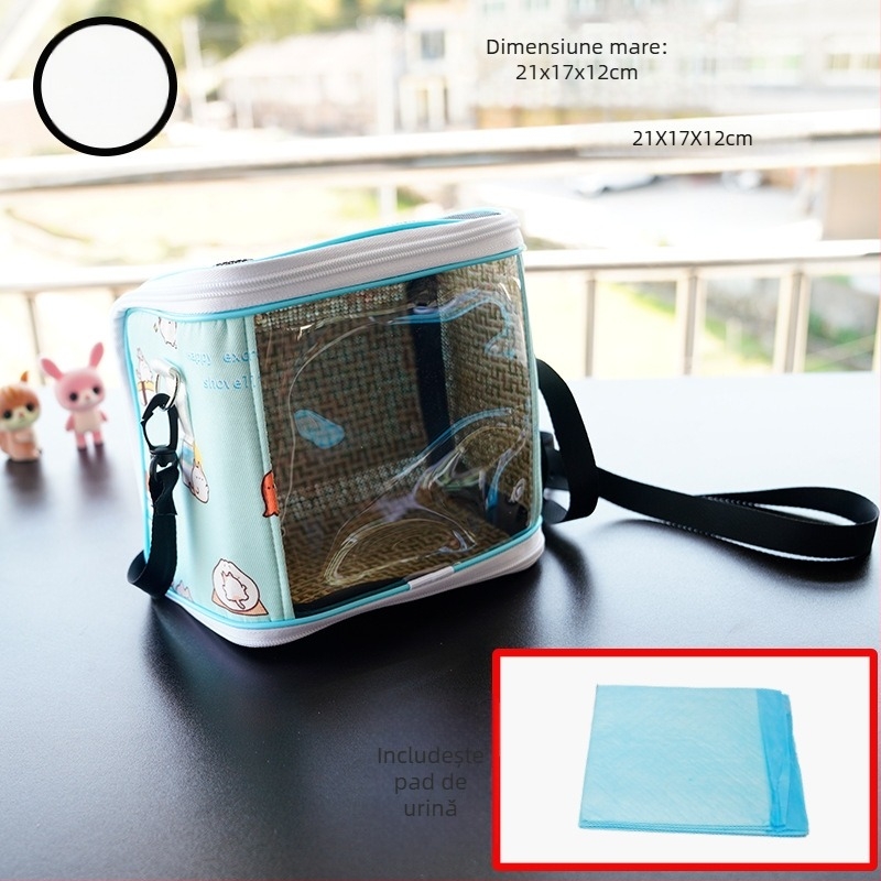 Cușcă portabilă pentru papagal cu curea – respirabilă, transparentă, tavă vizibilă și detașabilă; Material: plastic, poliester; Brand: Dong wow; Potrivit pentru păsări de companie