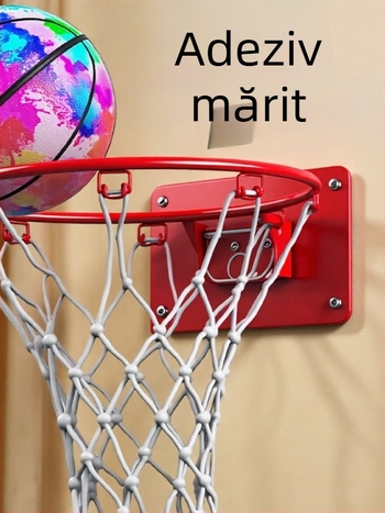 Coș de baschet interior, montat pe perete, fără găuri, pliabil, silențios, cu plasă