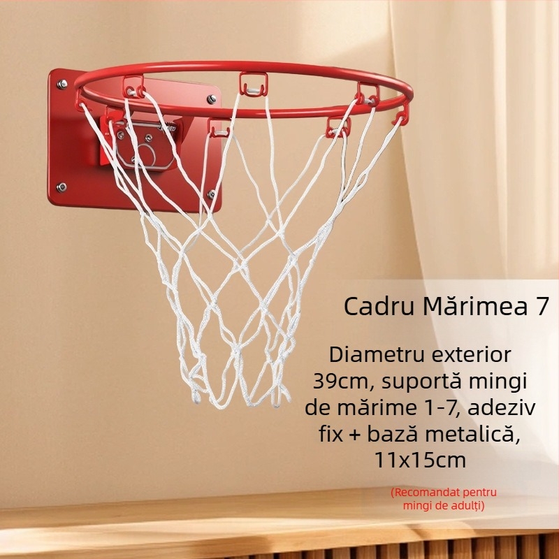 Coș de baschet interior, montat pe perete, fără găuri, pliabil, silențios, cu plasă