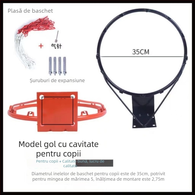 Coș de baschet montat pe perete, din fier, pentru exterior și uz casnic, cadru de baschet.