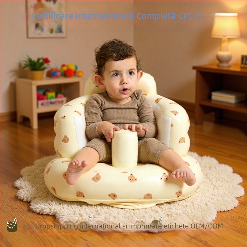 Scaun de învățare gonflabil pentru bebeluși – jucărie interactivă portabilă, PVC ecologic, potrivit pentru 0–3 ani, Bath jiamei