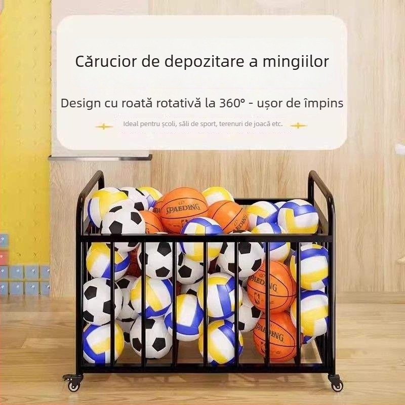 Coș mobil de baschet pentru exterior, cu spațiu de depozitare pentru mingi, pentru curtea școlii
