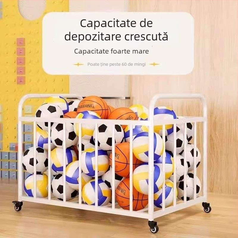 Coș mobil de baschet pentru exterior, cu spațiu de depozitare pentru mingi, pentru curtea școlii