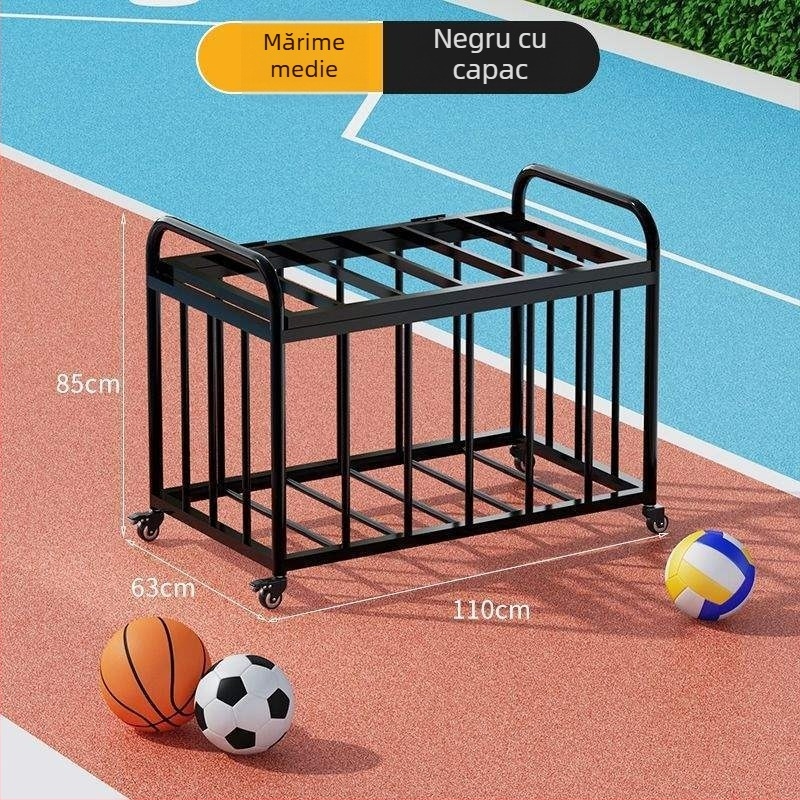 Coș mobil de baschet pentru exterior, cu spațiu de depozitare pentru mingi, pentru curtea școlii