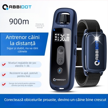 ABBIDOT Colier cu telecomandă pentru câini — dispozitiv de antrenament și anti-lătrat, din poliester