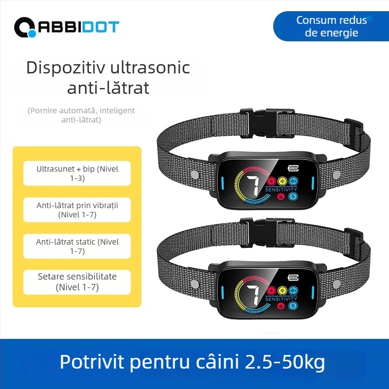 ABBIDOT Colier cu telecomandă pentru câini — dispozitiv de antrenament și anti-lătrat, din poliester
