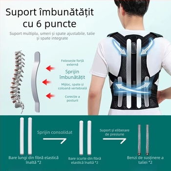 Centură corector postură pentru adulți, unisex, deschidere de umăr invizibilă, susținere a spatelui drept, model schelet gol