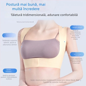 Corector de postură pentru spate — respirabil, ușor, design cu umeri deschiși, pentru femei adulte, susținere pentru poziția șezândă