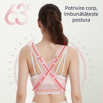 Corector de postură pentru spate — respirabil, ușor, design cu umeri deschiși, pentru femei adulte, susținere pentru poziția șezândă