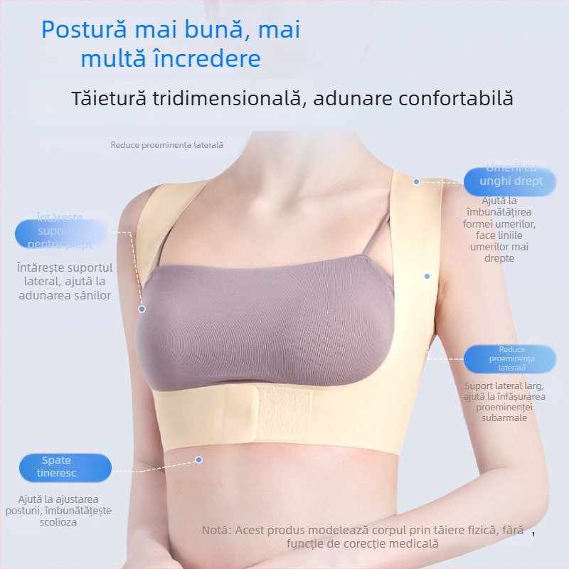 Corector de postură pentru spate — respirabil, ușor, design cu umeri deschiși, pentru femei adulte, susținere pentru poziția șezândă