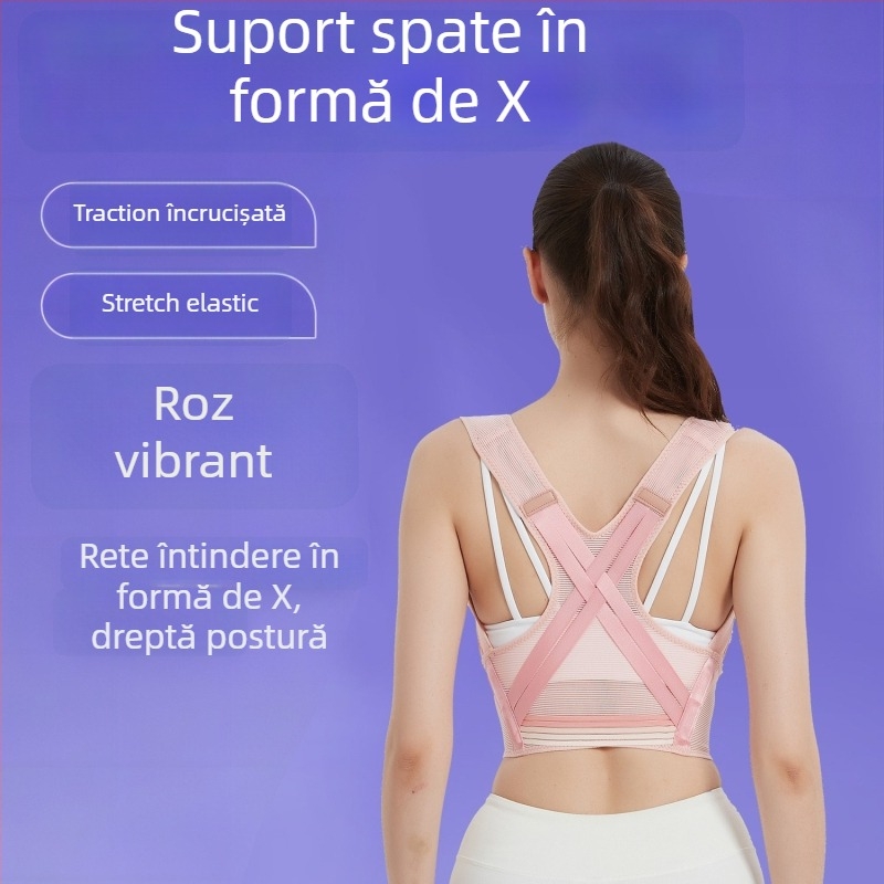 Corector de postură pentru spate — respirabil, ușor, design cu umeri deschiși, pentru femei adulte, susținere pentru poziția șezândă