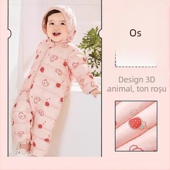 Salopetă unisex pentru bebeluți, iarnă, umplutură: puf alb de gâscă 50–55%, material exterior: poliester, căptușeală: poliester