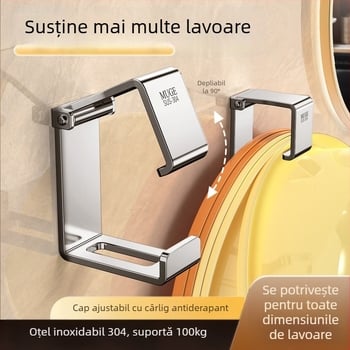 Suport pentru chiuvetă din oțel inoxidabil – montaj fără găuri, prindere pe perete, pentru chiuvete mari și mici, 1 nivel, capacitate 5–10 kg, finisaj electroplacat
