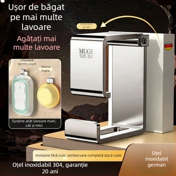 Suport pentru chiuvetă din oțel inoxidabil – montaj fără găuri, prindere pe perete, pentru chiuvete mari și mici, 1 nivel, capacitate 5–10 kg, finisaj electroplacat