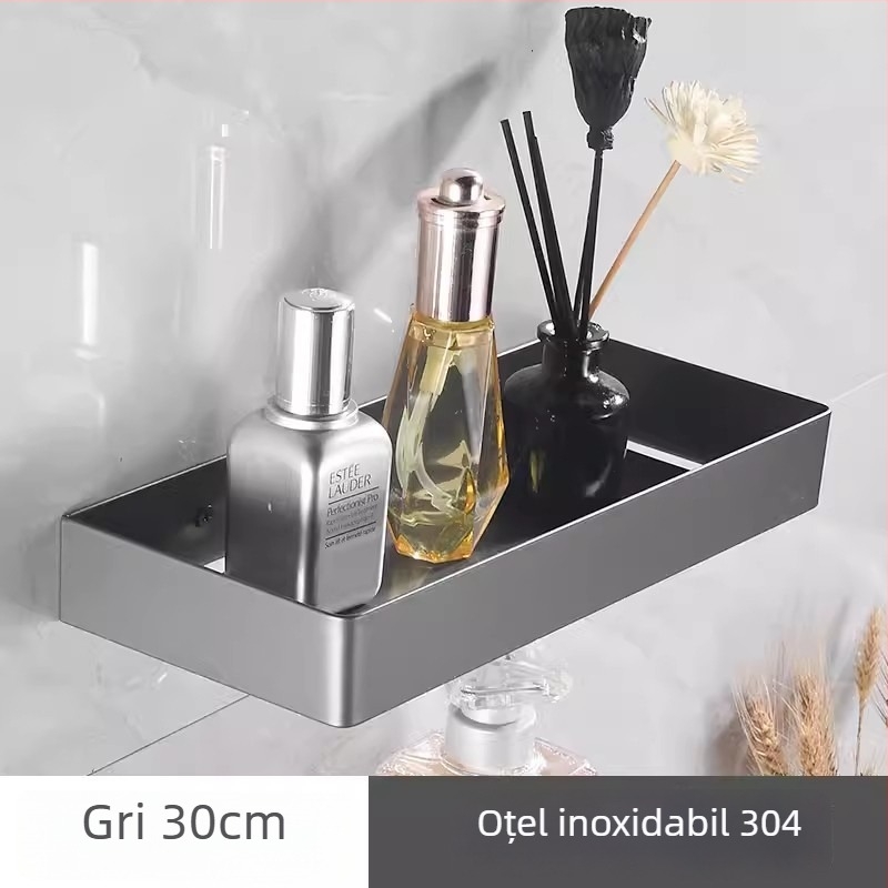 Raft de depozitare pentru oglindă, montat pe perete, din oțel inoxidabil, suprafață electroplatinată, încărcare 20 kg, stil modern