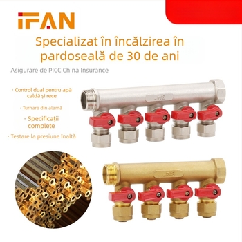 Distribuitor pentru încălzire prin podea, din cupru, placare electrolitică, modelul 03, temperatură de lucru -20 până la 150°C, mediu de lucru: apă