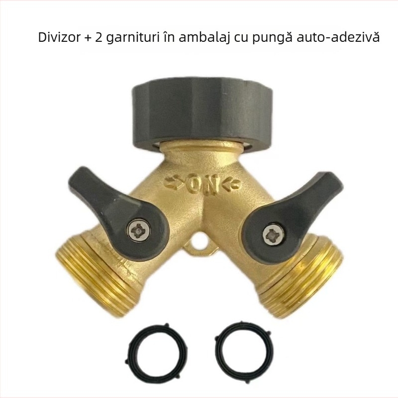Distribuitor Y din alamă pentru furtunul de grădină, conectare 1 la 2 pentru robinet