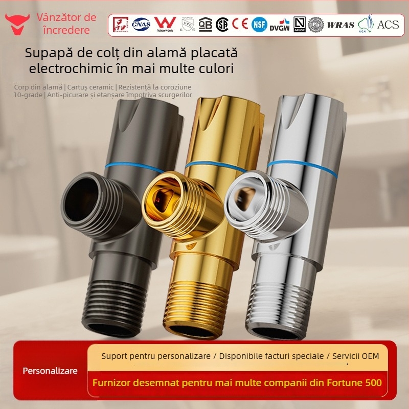 Valvă triunghiulară din alamă – montaj pe perete, debit mare, corp din alamă, 1,0 MPa