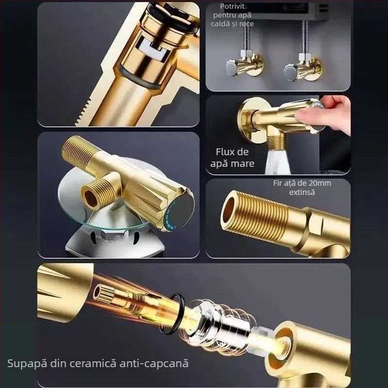 Supapă unghiulară, oțel inoxidabil 201, montaj pe perete, utilizare universală, diametru interior 4 puncte, presiune normală