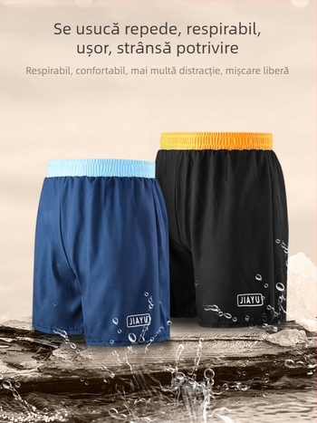 Șort de înot pentru bărbați – dublu strat, uscare rapidă, imprimeu, exterior poliester (86% fibre acrilice), căptușeală poliester (80% fibre acrilice)