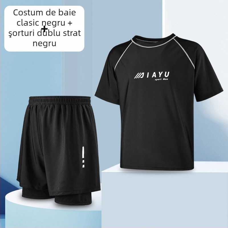 Șort de înot pentru bărbați – dublu strat, uscare rapidă, imprimeu, exterior poliester (86% fibre acrilice), căptușeală poliester (80% fibre acrilice)