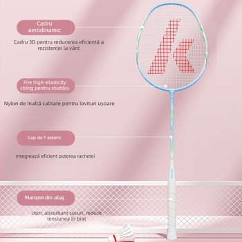 Rachetă badminton Kawasaki X700 — cadru din aliaj de fier, șnur din fibră, greutate 95–100 g, priză G3