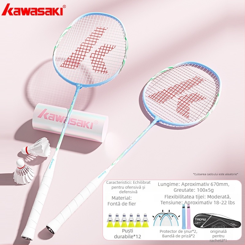 Rachetă badminton Kawasaki X700 — cadru din aliaj de fier, șnur din fibră, greutate 95–100 g, priză G3