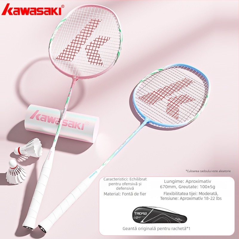 Rachetă badminton Kawasaki X700 — cadru din aliaj de fier, șnur din fibră, greutate 95–100 g, priză G3