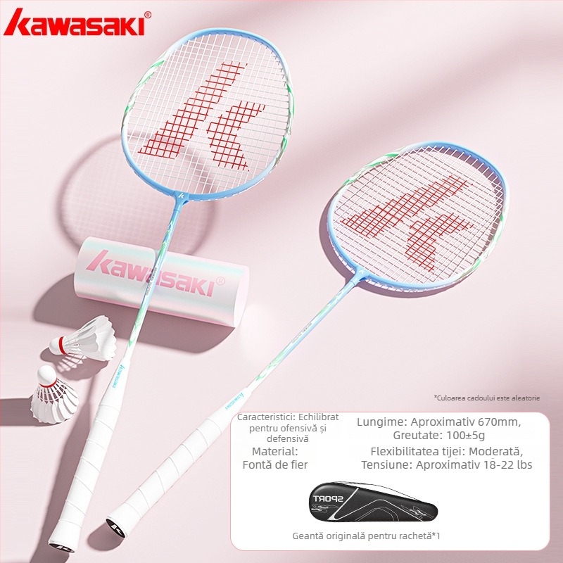 Rachetă badminton Kawasaki X700 — cadru din aliaj de fier, șnur din fibră, greutate 95–100 g, priză G3
