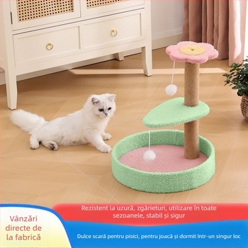 Cadru de cățărare pentru pisici cu stâlp de zgâriere din sfoară de cânepă, stil pastoral, material: Altul, produs autohton