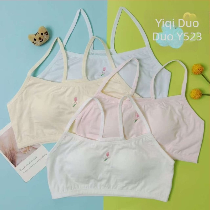 Sutien sport pentru fete, Yiqi Duoduo, bumbac, tratament moale, pentru fete de 8+ ani, înălțime peste 140 cm, potrivit pentru toate sezoanele