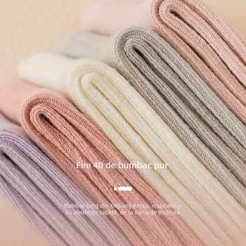 Șosete pentru femei din bumbac 100%, lungime medie până la gambe, toate sezoanele, culoare solidă, absorb transpirația și previn mirosul