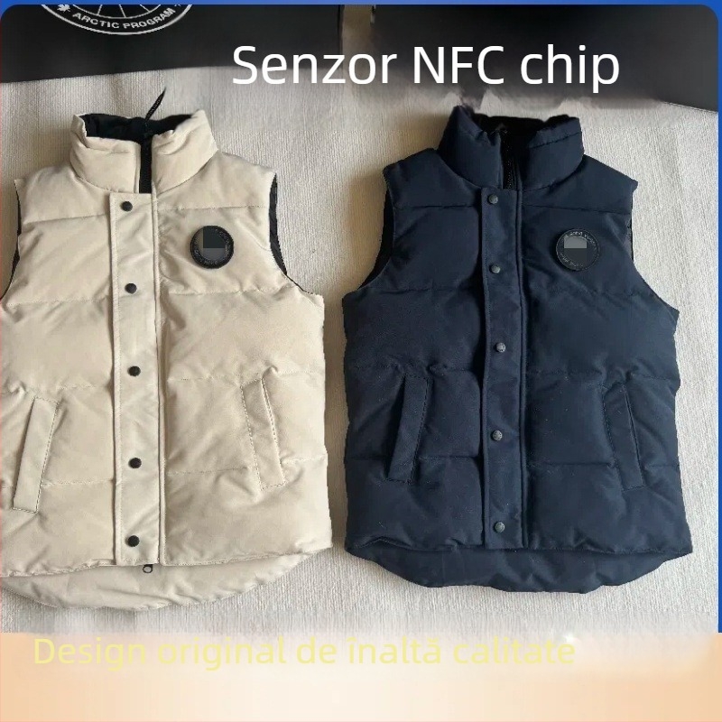 Vestă unisex din puf, cu guler înalt, impermeabilă, exterior din nylon, căptușeală modal