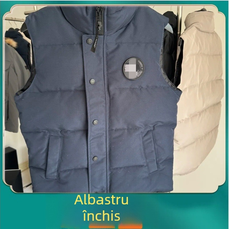 Vestă unisex din puf, cu guler înalt, impermeabilă, exterior din nylon, căptușeală modal