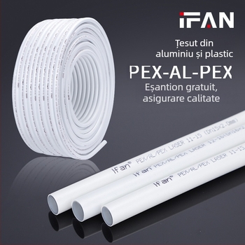 Țeavă PEX-AL-PEX, alumino-plastic pentru instalații casnice și încălzire prin pardoseală — temperatură de lucru 90°C — IFAN