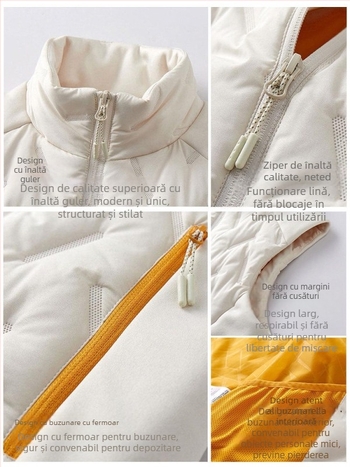 Vesta de exterior cu guler înalt, unisex, călduroasă, umplutură din bumbac mercerizat