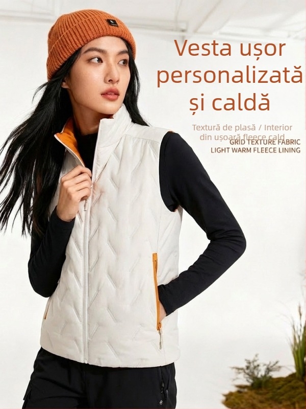 Vesta de exterior cu guler înalt, unisex, călduroasă, umplutură din bumbac mercerizat