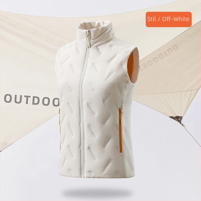 Vesta de exterior cu guler înalt, unisex, călduroasă, umplutură din bumbac mercerizat