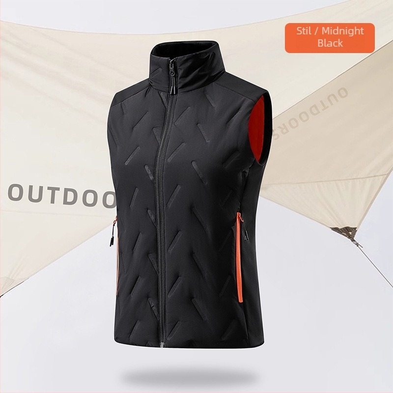 Vesta de exterior cu guler înalt, unisex, călduroasă, umplutură din bumbac mercerizat