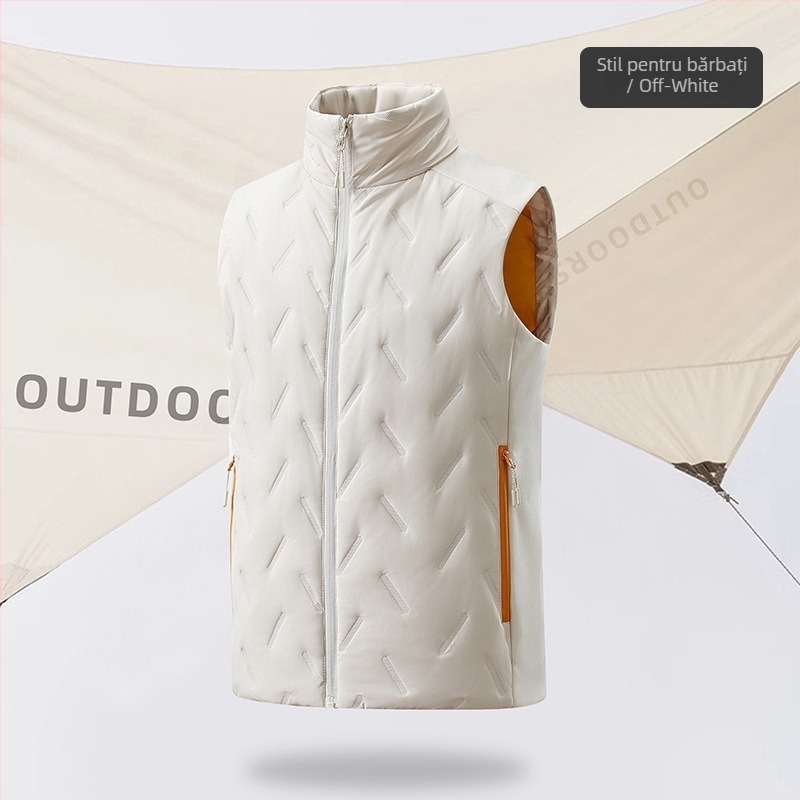 Vesta de exterior cu guler înalt, unisex, călduroasă, umplutură din bumbac mercerizat