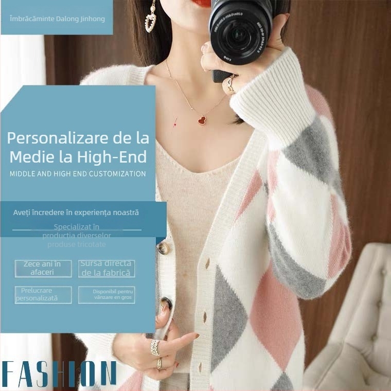 Cardigan tricotat – personalizare OEM, producție de probă, etichetare privată disponibilă, producție în loturi mici, material tricotat de înaltă calitate, capacitate de producție până la 10.000 bucăți