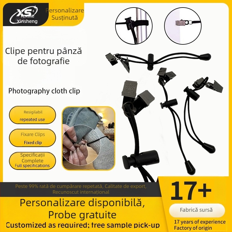 Clip pentru fundal fotografic, elastic cu Velcro, reglabil