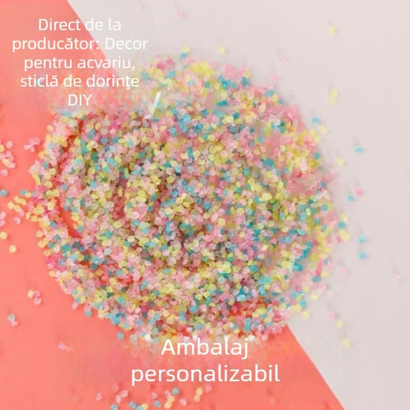 Pietre decorative pentru acvariu luminoase, cu granule de nisip fluorescente (500 bucăți, 12 g fiecare)