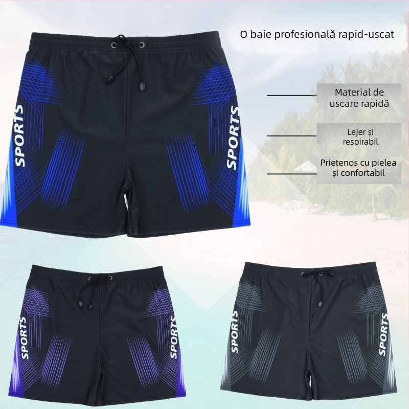 Slips de înot pentru bărbați, uscate rapid și respirabile, cu imprimeu; material poliester, greutate 230 g; căptușeală poliester, conținut 85%; potrivite pentru alergare, înot și sporturi nautice