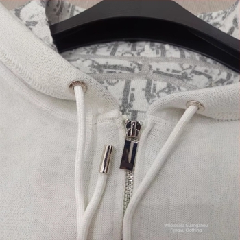 Cardigan cu glugă și fermoar, imprimare pe ambele fețe, model romb