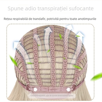 Perucă pentru bărbați cu păr scurt drept, fibre rezistente la temperatură, acoperire completă a capului, potrivire universală, proces mecanic