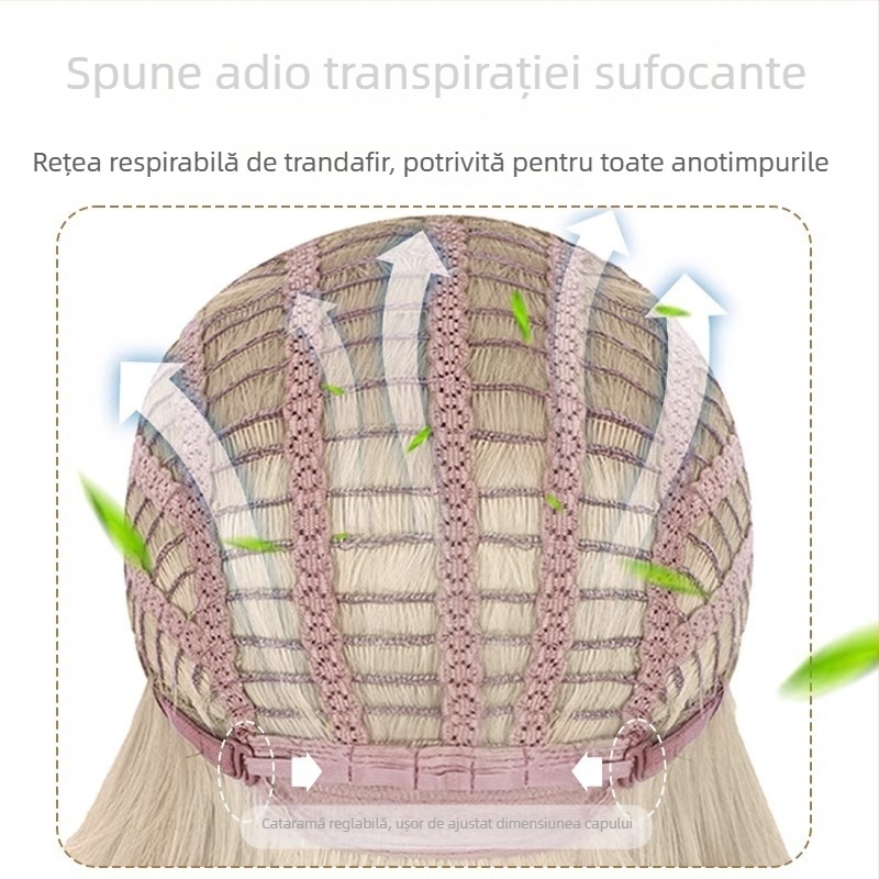 Perucă pentru bărbați cu păr scurt drept, fibre rezistente la temperatură, acoperire completă a capului, potrivire universală, proces mecanic