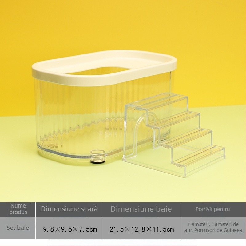 Accesoriu transparent pentru baie pentru hamster – utilizare dublă: baie/duș, din plastic, fără importuri