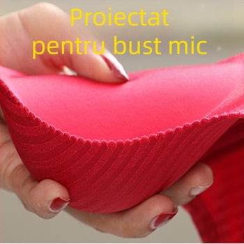 Sutien fără sârmă, cupă 3/4, burete de 8 cm, susținere adunătoare, bretele duble detașabile, material nylon